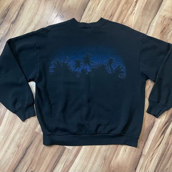 Rare Vintage 90s Tiger Graphic Sweatshirt - Night Nature. Double side Scene Sz L - Picture 2 of 10